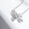 925 Sterling Silver Zircon Bow Teardrop Necklace