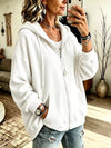Ribbed Knit Quarter-Zip Hoodie with Kangaroo Pocket
