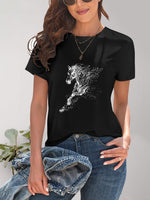 Front view of Horse Round Neck Short Sleeve T-Shirt