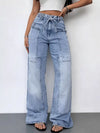 Women's Wash Wide Leg Cargo Jeans Baggy Jeans Loose Casual Y2K Denim Pants with Pockets