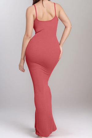 Back view of pink Basic Bae Built-In Shapewear Sleeveless Maxi Dress