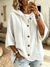 Women's Hooded Button-Down Knit Cardigan