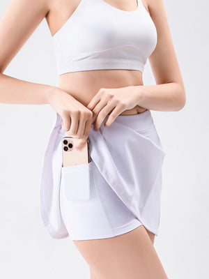white High Waist Active Skort with Pockets