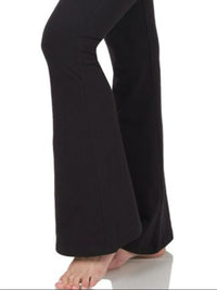 Black wide-leg pants on a white background
