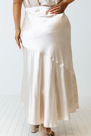 Back view of Plus Size Slit Ruffled Skirt