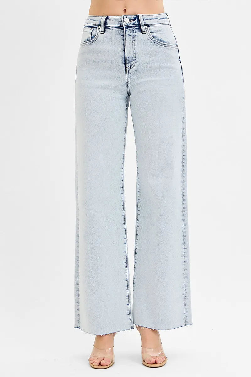 Light blue jeans on a white background