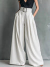 Women's Stylish Lounge Business Flowy High-Waisted Wide-Leg Pants with Pockets