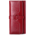 Red leather wallet on a white background
