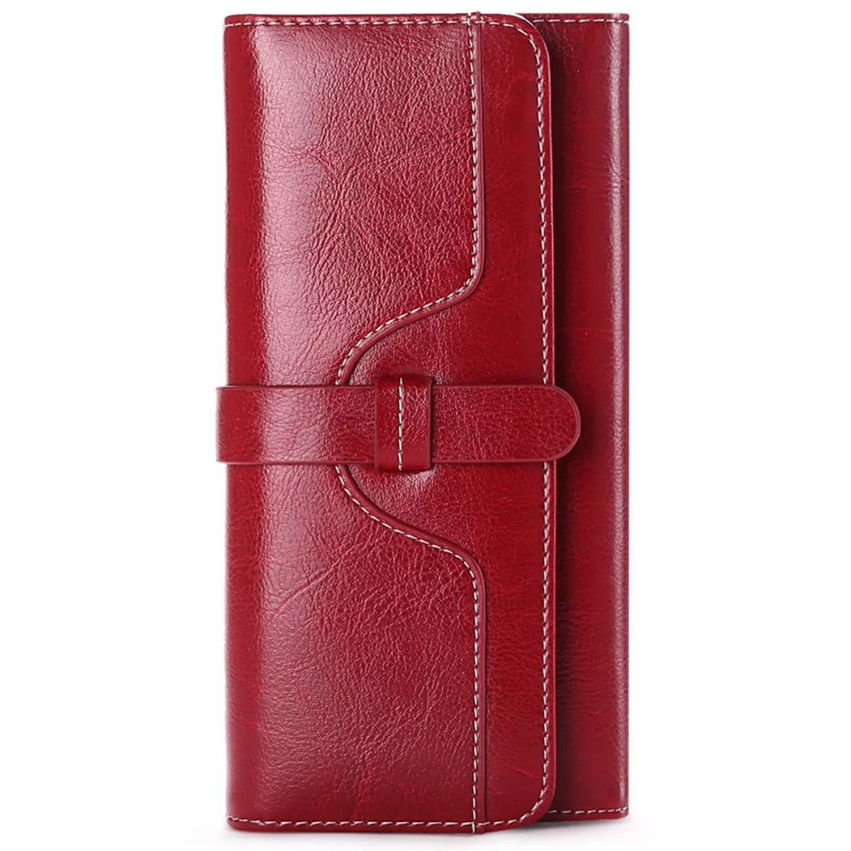 Red leather wallet on a white background