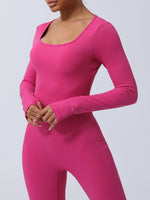 Pink Twisted Backless Long Sleeve Jumpsuit