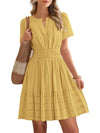 Short Sleeve Smocked Waist Tiered Dress