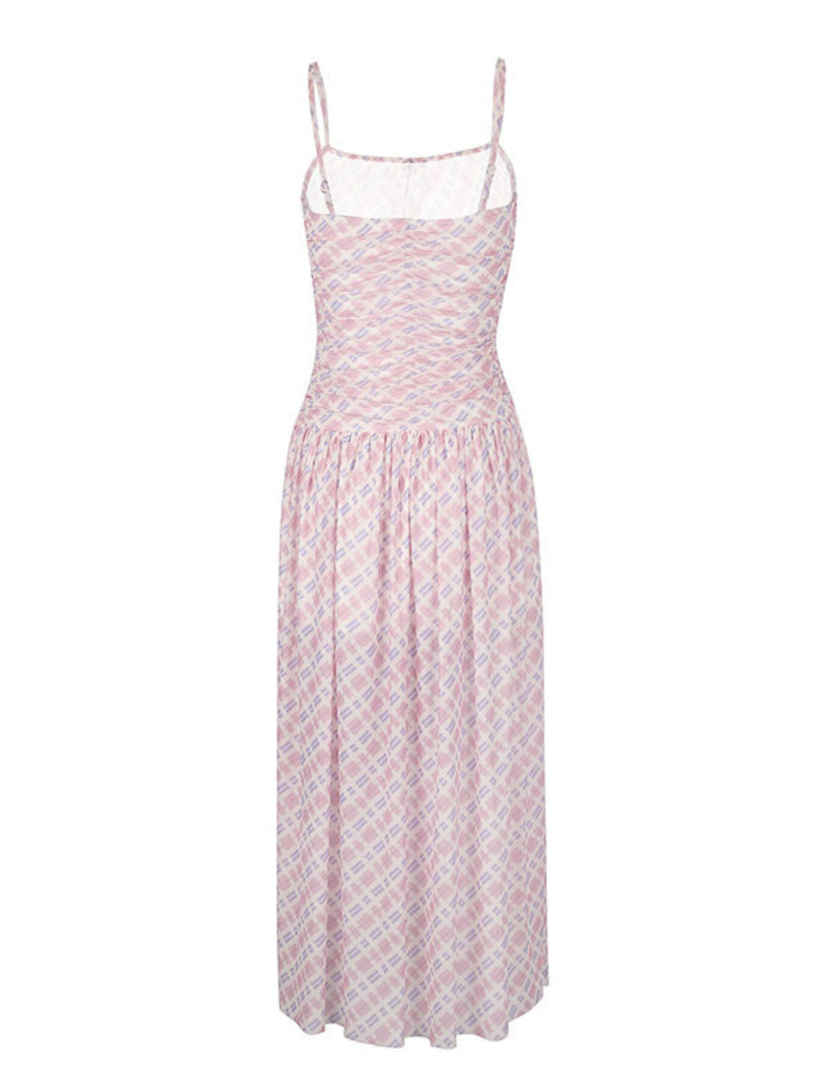 Pink floral dress on a white background