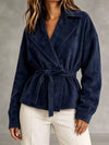 Tie-Waist Lapel Collar Jacket