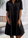 Full Size Button-Front Short Sleeve Denim Dress Plus Size