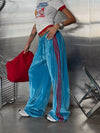 Women's Contrast Side Stripes Wide-Leg Pants