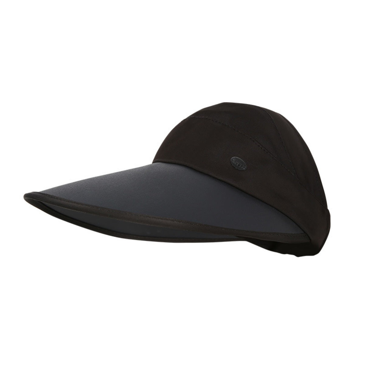 Black sun visor cap on a white background