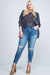 DISTRESSED MID RISE SKINNY WITH DISTRESSED HEM