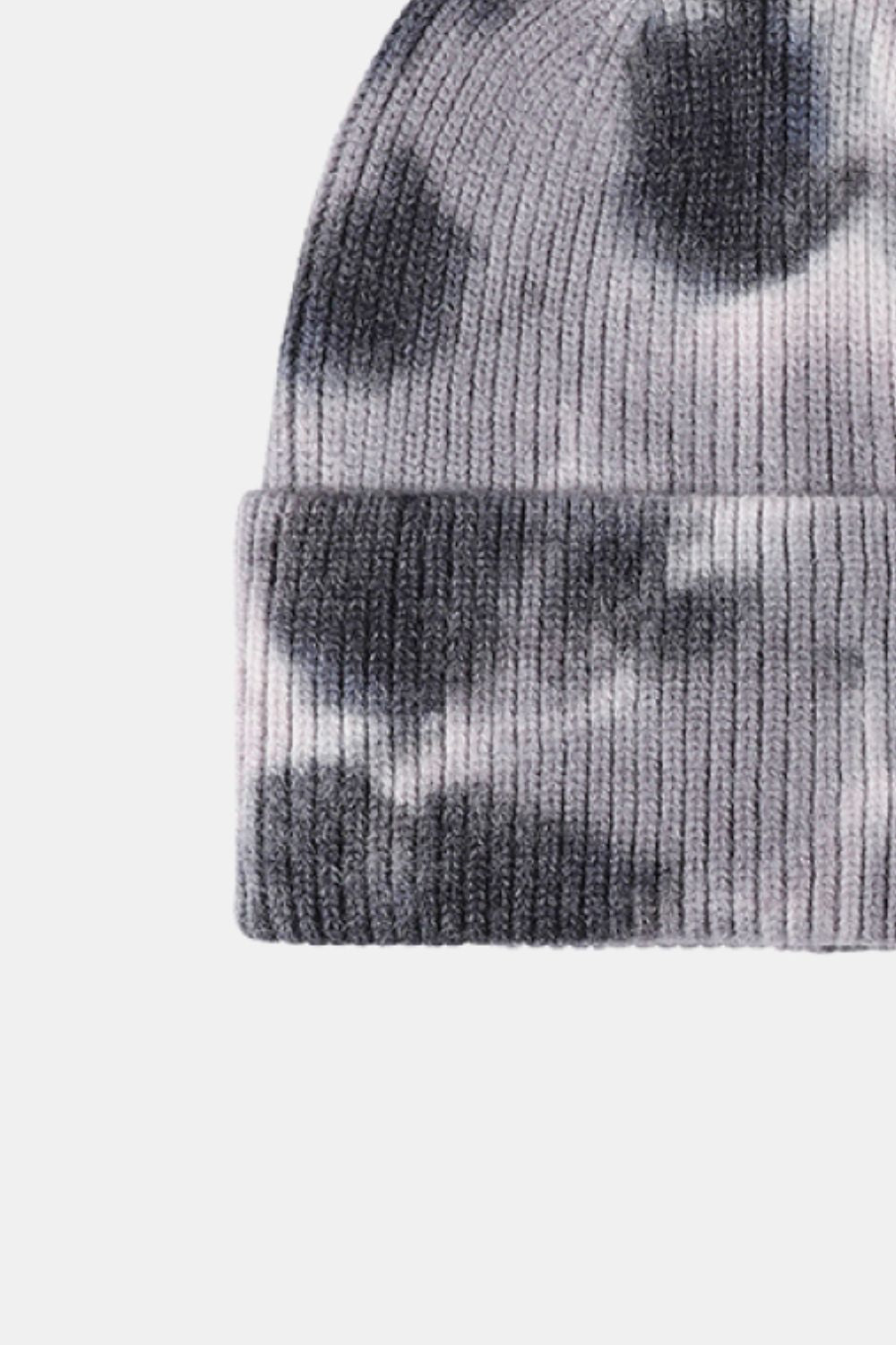 Gray tie-dye beanie on a white background