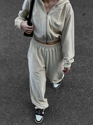 Green Zip Up Hoodie and Pocketed Pants Set