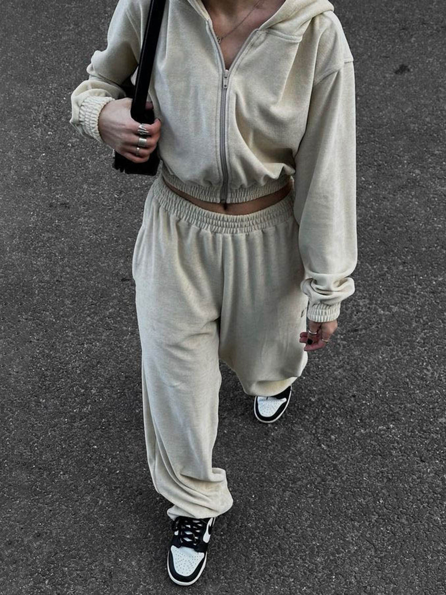 Green Zip Up Hoodie and Pocketed Pants Set