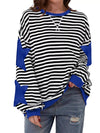 Full Size Star Patch Striped Oversized Sweatshirt Plus Size