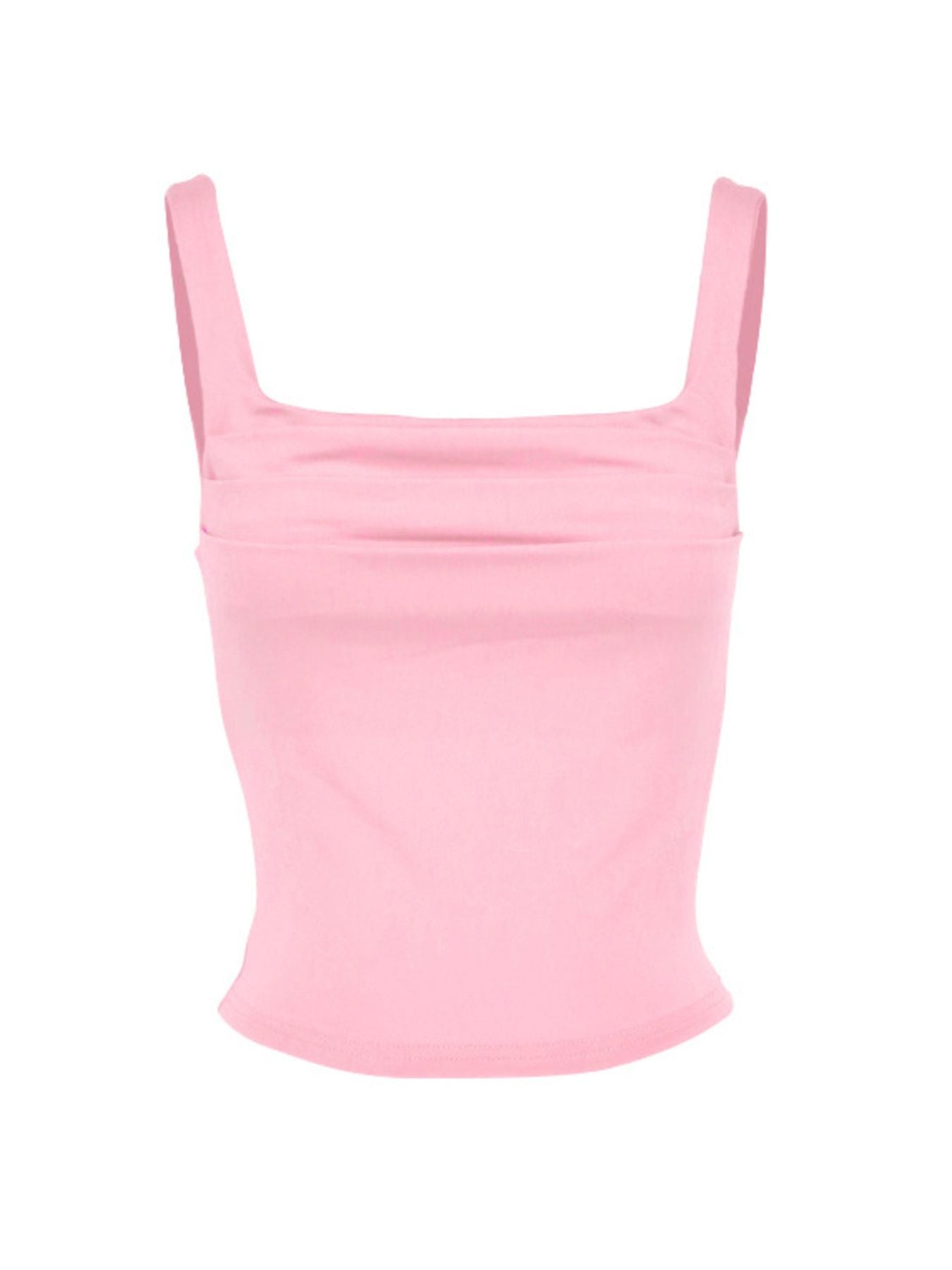 Pink crop top with thin straps on a white background