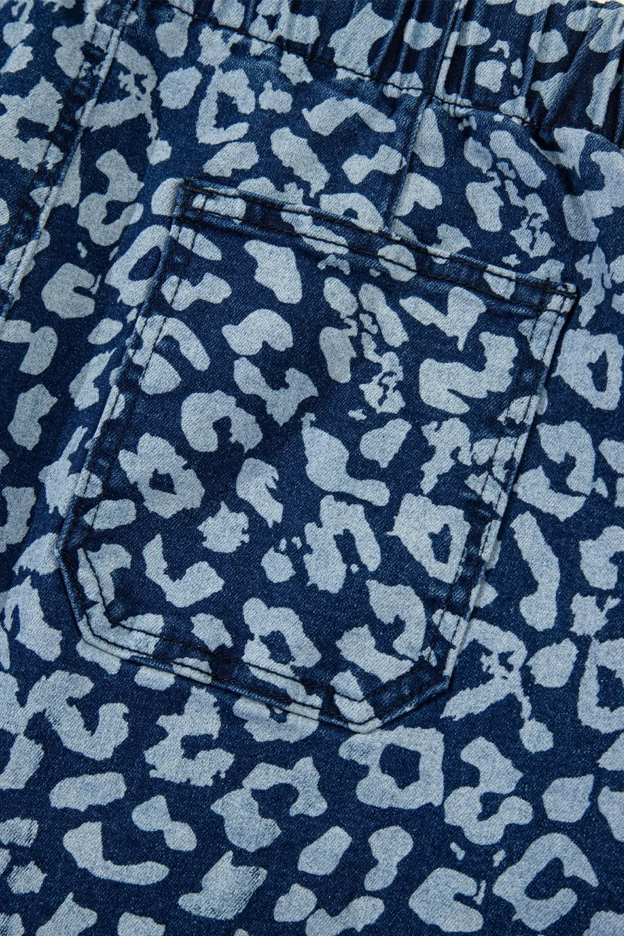 Close-up of blue denim fabric with a subtle pattern