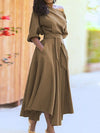 Women Summer 2026 Boat Neck Tie Waist Dress