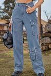 Loose Fit Long Jeans with Pockets