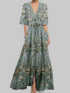 Floral Print Half Sleeve Maxi Dress