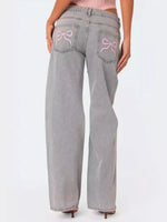 Back view of Washed Wide Leg Jeans
