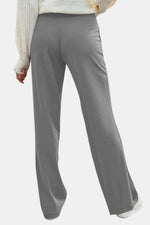 Black view of Decorative Button High Rise Pants