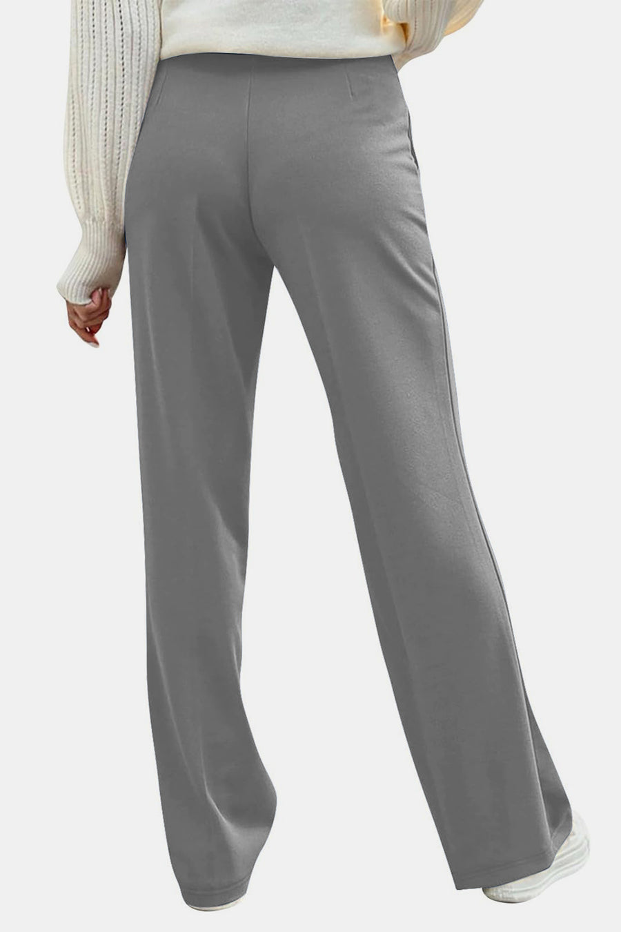 Black view of Decorative Button High Rise Pants