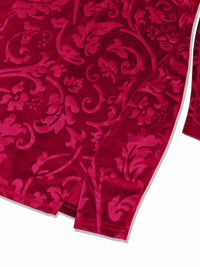 Red patterned fabric on a white background