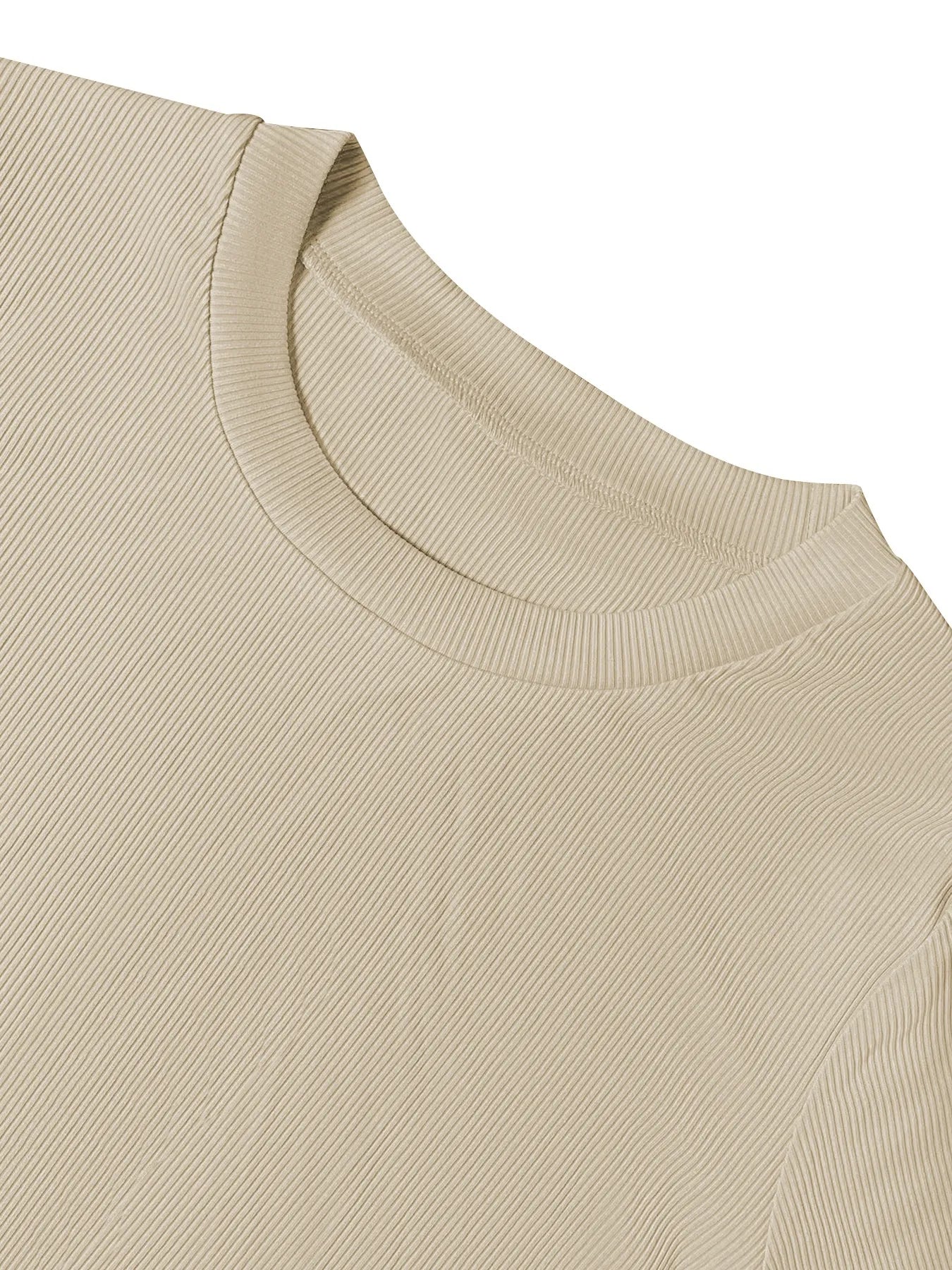 Close-up of a beige sweater collar on a white background