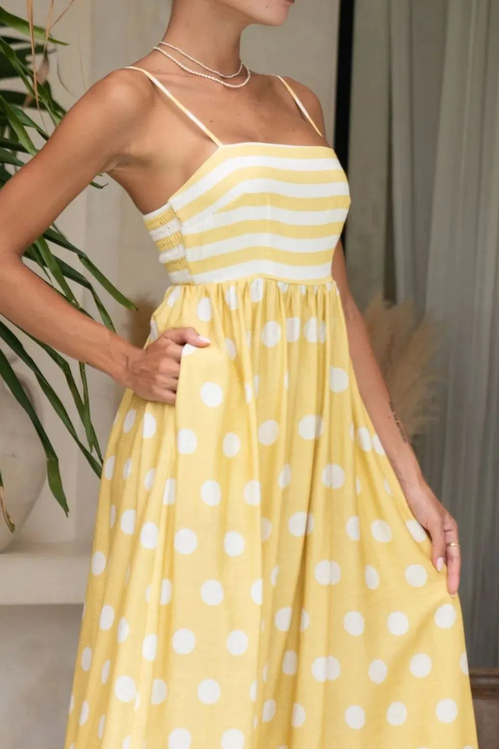 Right view of Polka Dot Square Neck Cami Dress