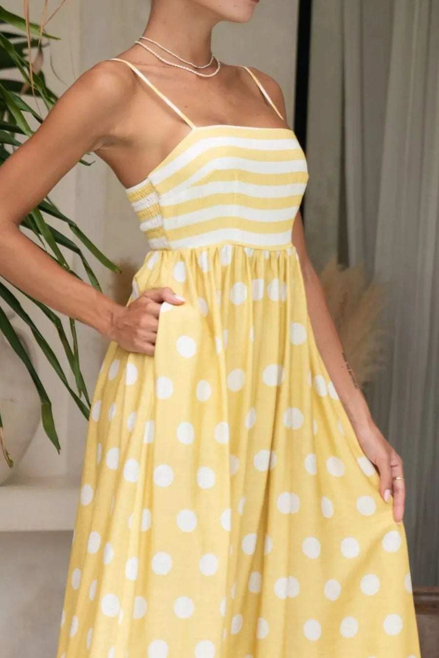 Right view of Polka Dot Square Neck Cami Dress