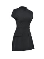 Black sleeveless dress on a white background