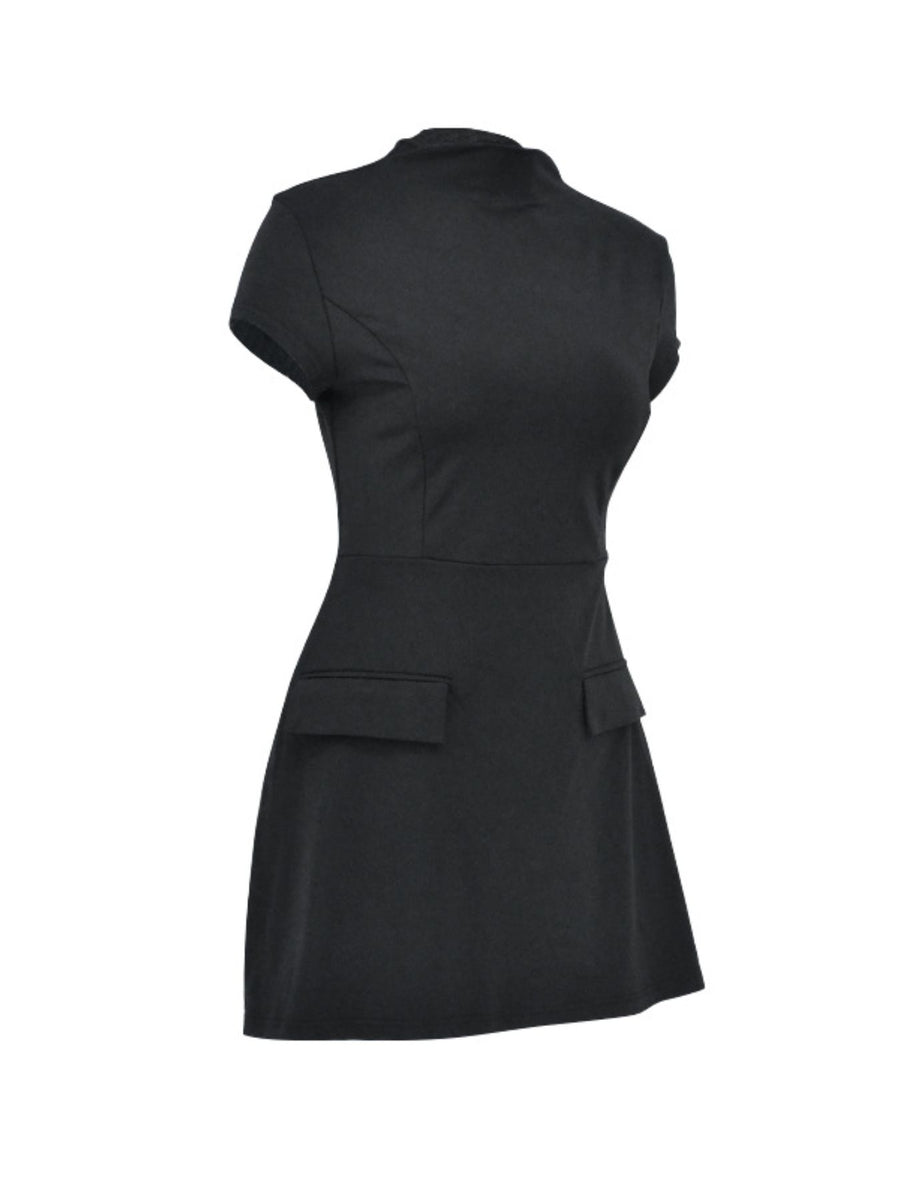 Black sleeveless dress on a white background