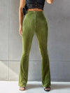 High-Waisted Ribbed Velvet Flare Pants