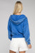 Cropped fleece hoodie in blue