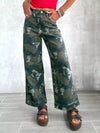 High-Waisted Camouflage Wide-Leg Jeans