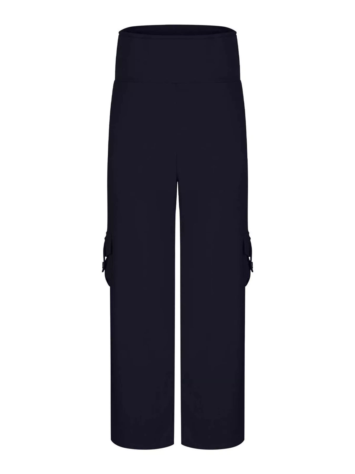 Black cargo pants on a white background