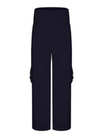 Black cargo pants on a white background