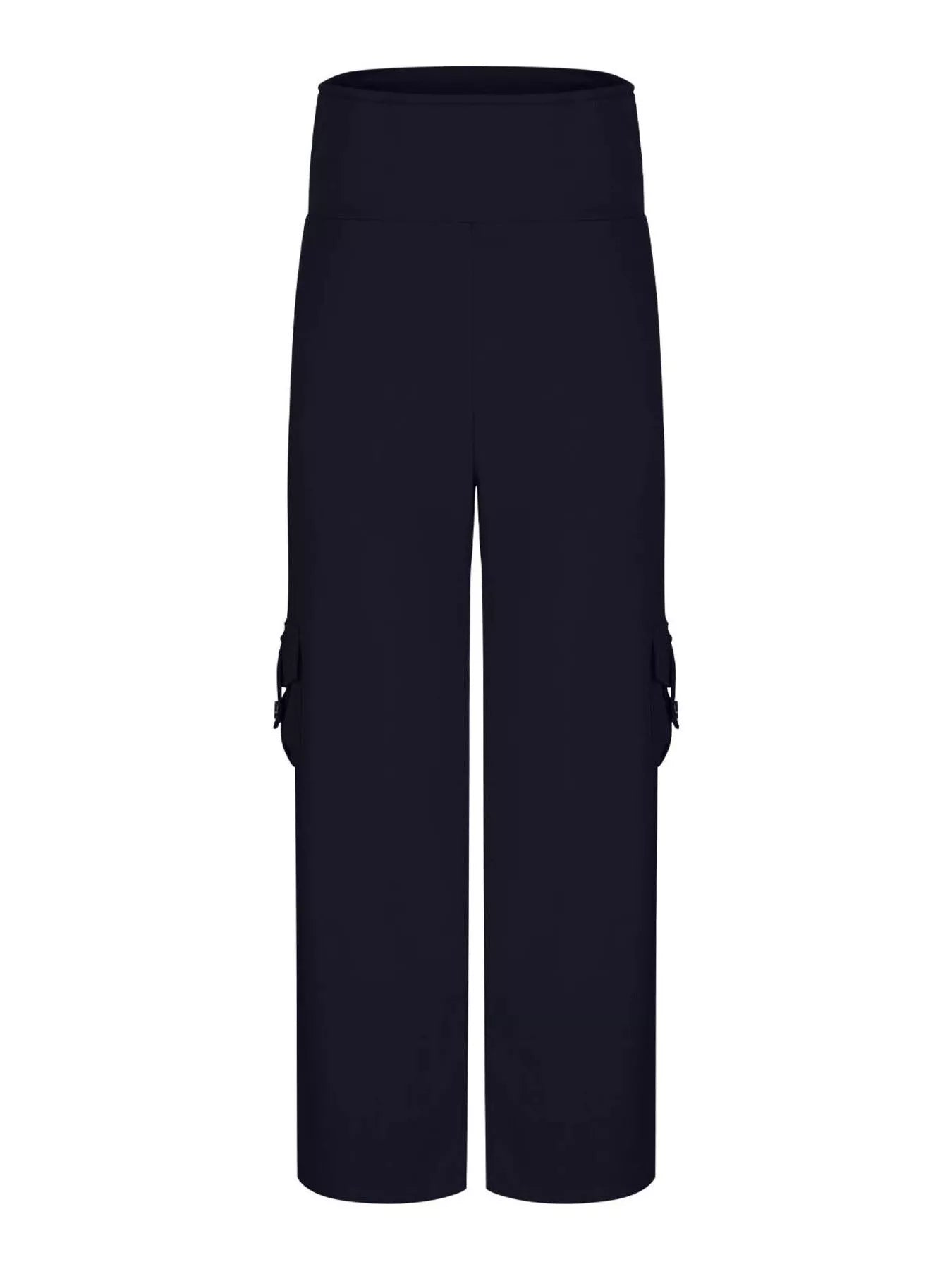 Black cargo pants on a white background