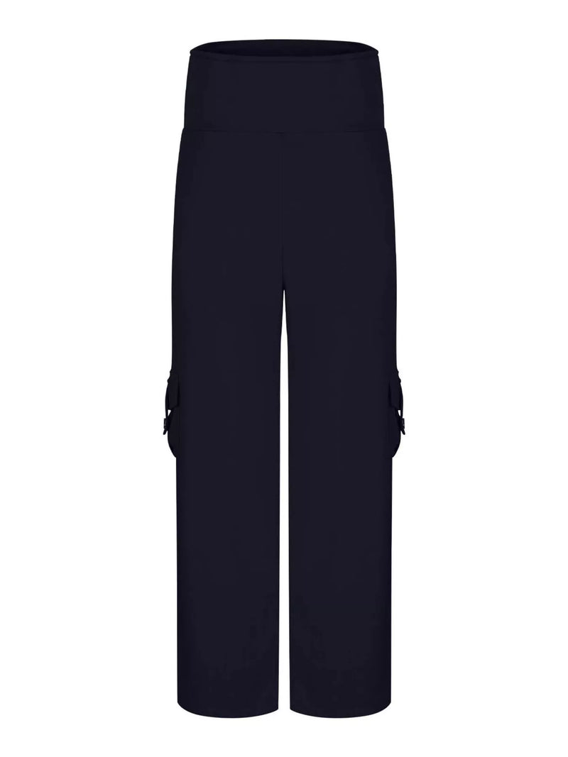 Black cargo pants on a white background