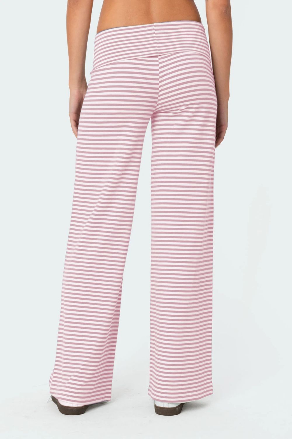 Back view of pink Striped Wide Leg Pants