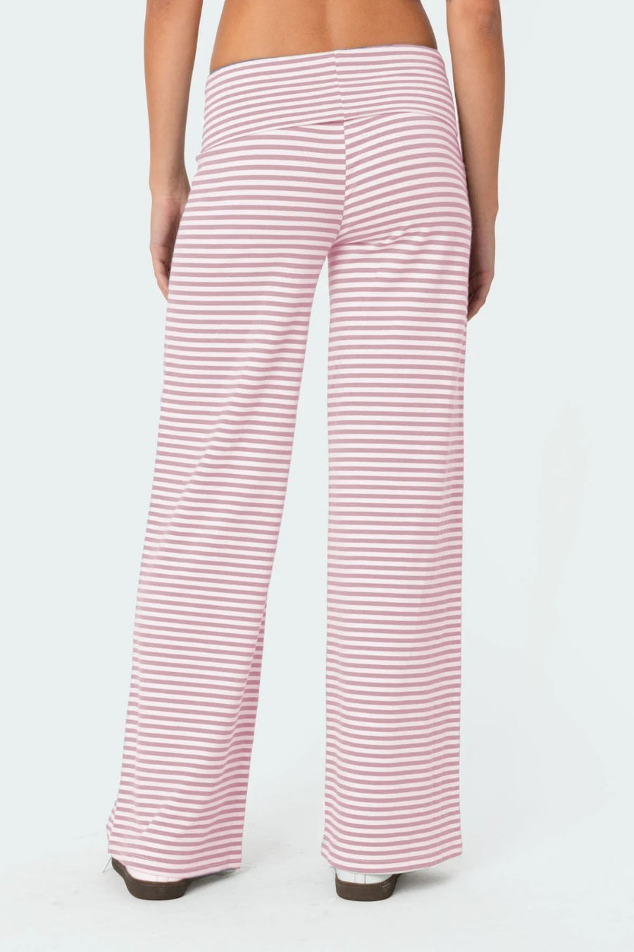 Back view of pink Striped Wide Leg Pants