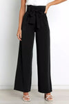 High Waist Tie Front Wide Leg Pants