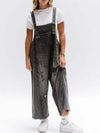 Distressed Wide Leg Denim Overalls